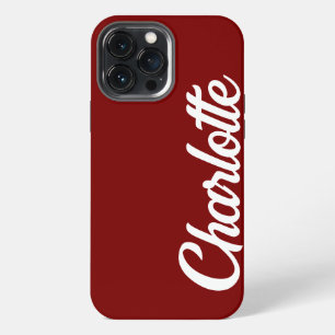 Personalisierte klassische elegante Monogramm rote iPhone 13 Pro Max Hülle