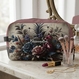 Personalisierte klassische gotische Rosen-Reisekos Waschbeutel