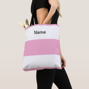 Personalisierte Klassische Pastellrosa + Weiße Str Tasche