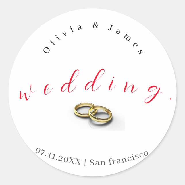 Personalisierte klassische Round Wedding Stickers (Vorderseite)