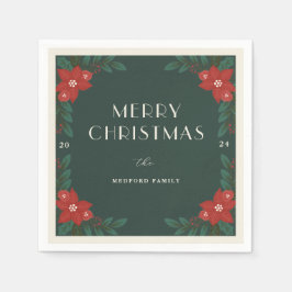Personalisierte klassische Weihnachtsflorale Napki Serviette