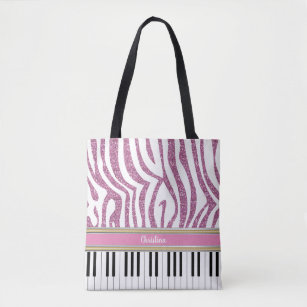 Personalisierte Klavier-Schlüssel-rosa Tasche