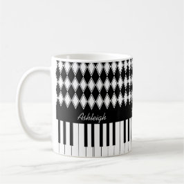 Personalisierte Klavier-Schlüssel und Diamanten Kaffeetasse