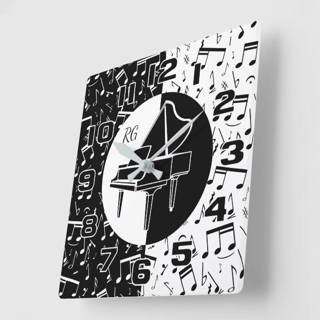 Personalisierte Klaviermusik Quadratische Wanduhr (Winkel)