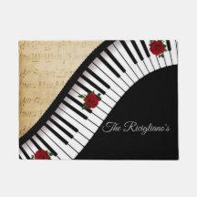Personalisierte Klavierschlüssel mit Rose Door Mat
