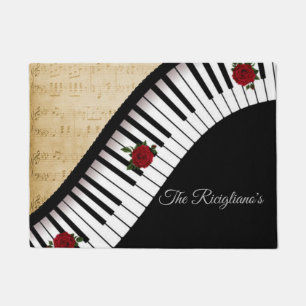 Personalisierte Klavierschlüssel mit Rose Door Mat Fußmatte