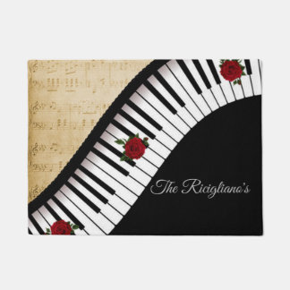 Personalisierte Klavierschlüssel mit Rose Door Mat Fußmatte