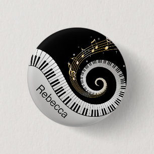 Personalisierte Klavierschlüssel und Gold-Musikno Button