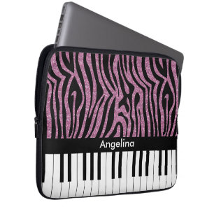 Personalisierte Klaviertasten Rosa Glitzer Zebra P Laptopschutzhülle