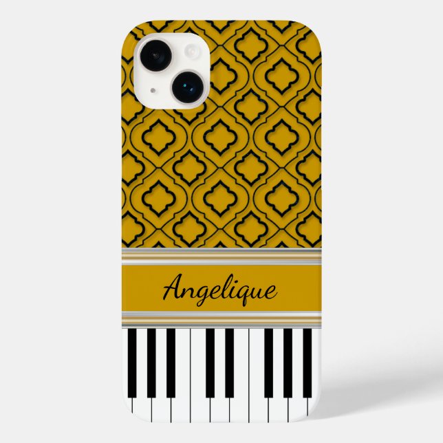 Personalisierte Klaviertasten Schwarze Quatrefolie Case-Mate iPhone 14 Plus Hülle (Rückseite)