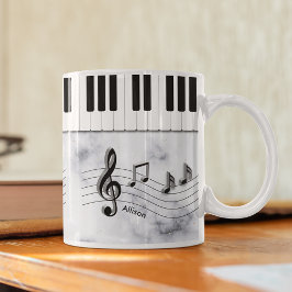 Personalisierte Klaviertasten und Musiknoten Kaffeetasse