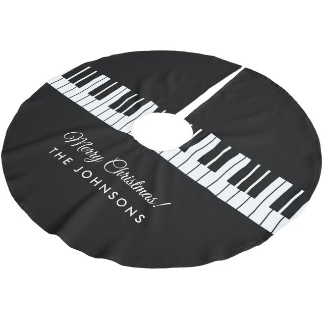 Personalisierte Klaviertasten Weihnachten Polyester Weihnachtsbaumdecke (Schrägansicht)