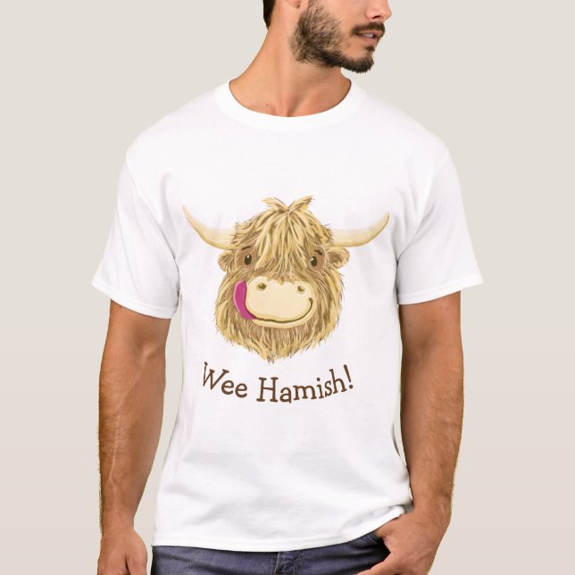 Personalisierte kleine Hamish Hochland-Kuh T-Shirt (Vorderseite)