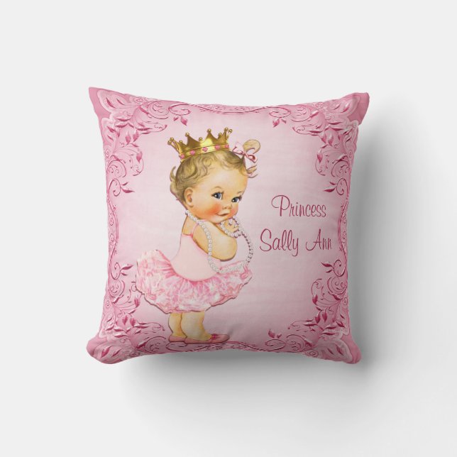 Personalisierte kleine Prinzessin Ballerina Pink Kissen (Vorderseite)