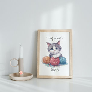 Personalisierte Knitterkatze für Garnliebhaber Poster