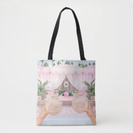 Personalisierte Kokosnuss in Cabana, rosa und weiß Tasche
