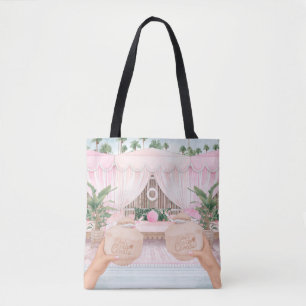 Personalisierte Kokosnuss in Cabana, rosa und weiß Tasche
