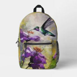 Personalisierte Kolibri-Schultasche, Natur Bedruckter Rucksack