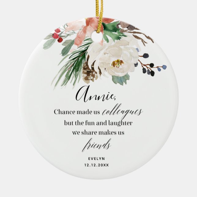 Personalisierte Kollegen Weihnachten Keramik Ornament (Vorne)