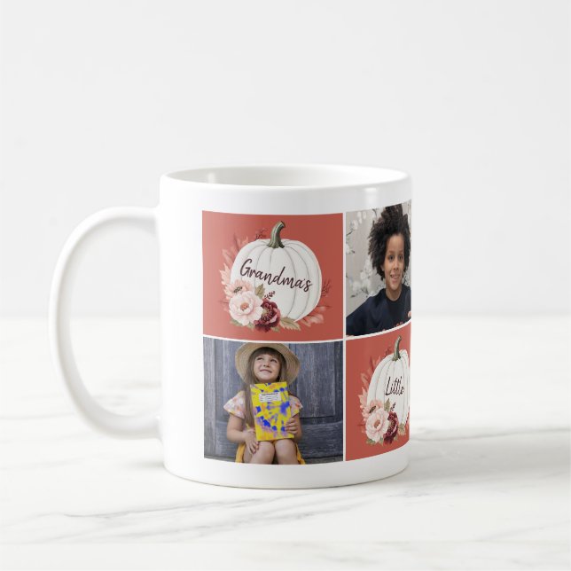 Personalisierte Kollektion mit 4 Fotos Pumpkin Gra Kaffeetasse (Links)