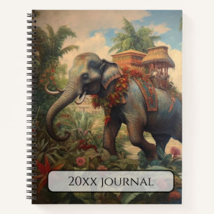 Personalisierte königliche Elefant-Tropengarten-Ku Notizbuch