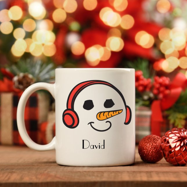 Personalisierte Kopfhörer Musik Snowman Kaffeetasse (Von Creator hochgeladen)