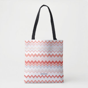 Personalisierte Koralle Ikat Zickzack Muster Bride Tasche