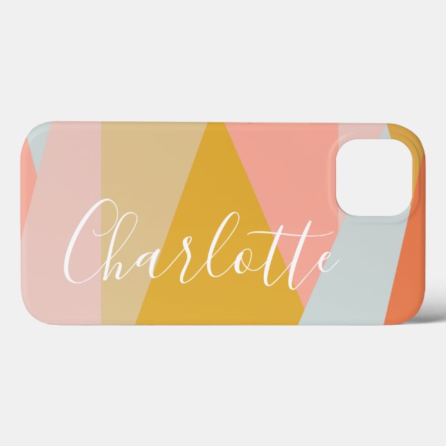 Personalisierte Koralle mit moderner geometrischer Case-Mate iPhone Hülle (Rückseite (Horizontal))