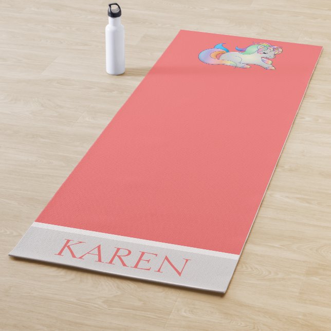 Personalisierte Koralle u. bunter Yogamatte (Beispiel)