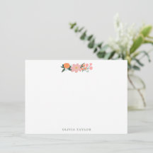 Personalisierte Korallen- und Rosa-Blumen-Brautpar