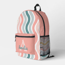 Personalisierte Korallenwelle minimalistisches Des Bedruckter Rucksack