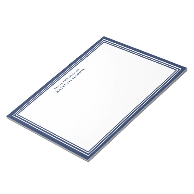 Personalisierte Korrespondenz Navy-Blauer Rand Notizblock (angewinkelt)