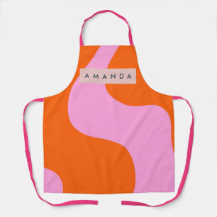 Personalisierte kräftige orange und rosa Wellenstr Schürze