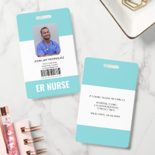 Personalisierte Krankenhaus-Medizinpersonal Teal-I Ausweis