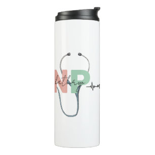 Personalisierte Krankenpfleger Retro NP Namensschi Thermosbecher