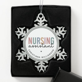 Personalisierte Krankenpfleger Schneeflocken Zinn-Ornament