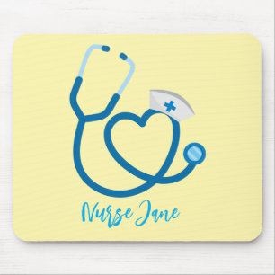 Personalisierte Krankenpflegerkappe Stethoskop Nam Mousepad