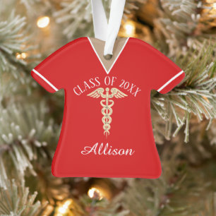 Personalisierte Krankenschwester Graduate Red Scru Ornament