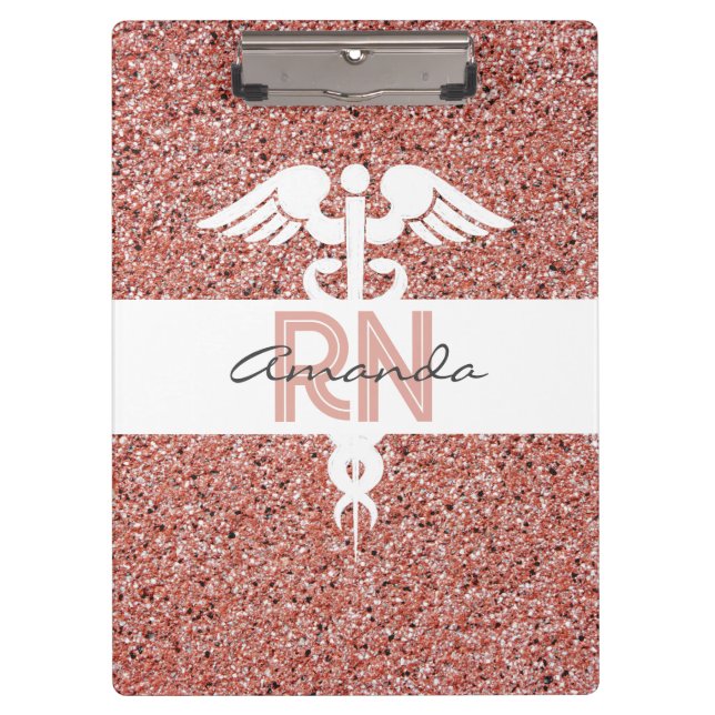 Personalisierte Krankenschwester Moderner rosa Gli Klemmbrett (Vorderseite)