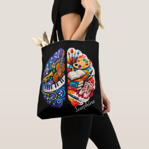 Personalisierte kreative Gehirn Kunst & Musik Name Tasche