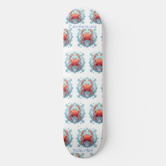 Personalisierte Krebserkrankung Astrologie Skatebo Skateboard (Vorderseite)