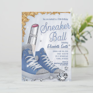 Personalisierte Kristalle Chic Birthday Sneaker Ba Einladung