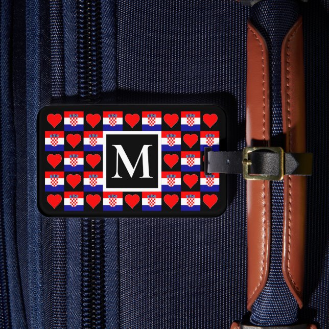 Personalisierte kroatische Flagge Benutzerdefinier Gepäckanhänger (Vorderseite Insitu 4)