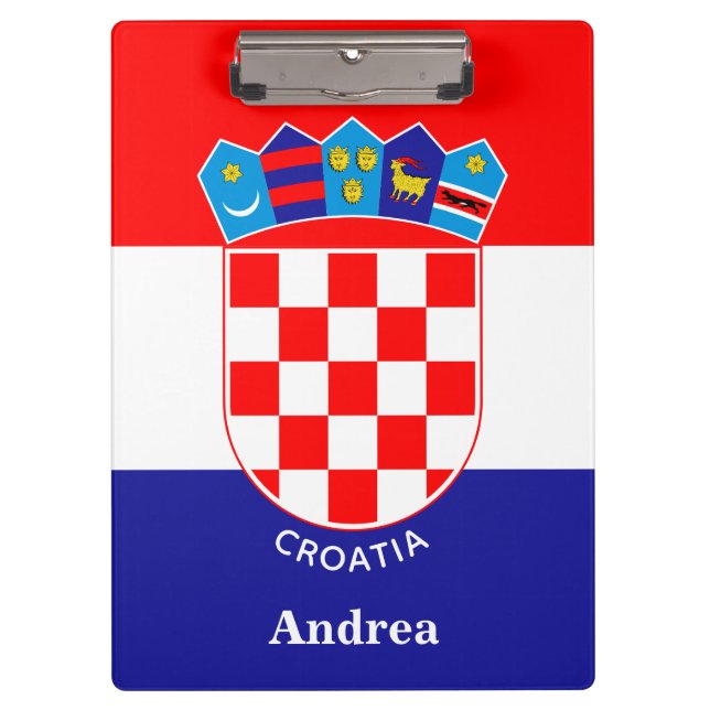 Personalisierte kroatische Flagge mit Namen Klemmbrett (Vorderseite)