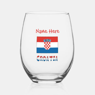 Personalisierte kroatische Flagge  Weinglas Ohne Stiel