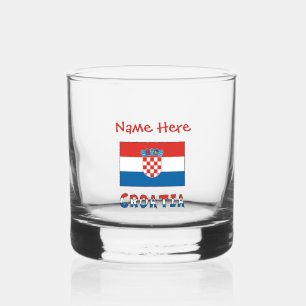 Personalisierte kroatische Flagge  Whiskyglas