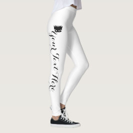 Personalisierte Krone Weiß Schwarz Leggings
