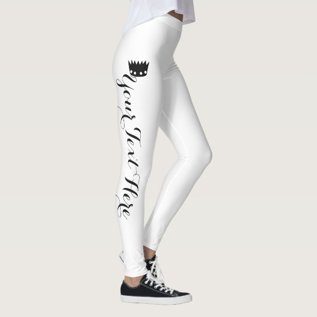 Personalisierte Krone Weiß Schwarz Leggings (Rechts)