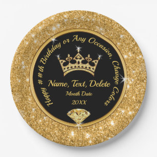 Personalisierte Kronen-Teller, Queen Theme Party Pappteller