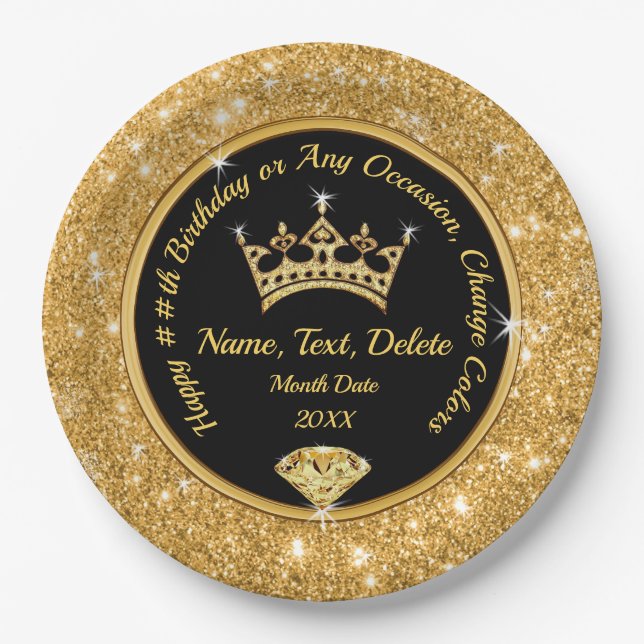 Personalisierte Kronen-Teller, Queen Theme Party Pappteller (Vorderseite)